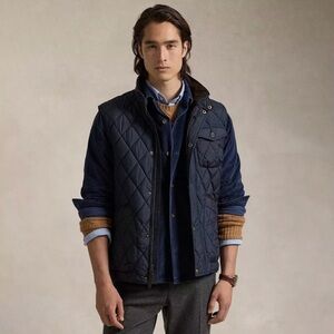 Vintage Polo Ralph Lauren The Beaton Quilted Vest Size Medium Navy Blue
